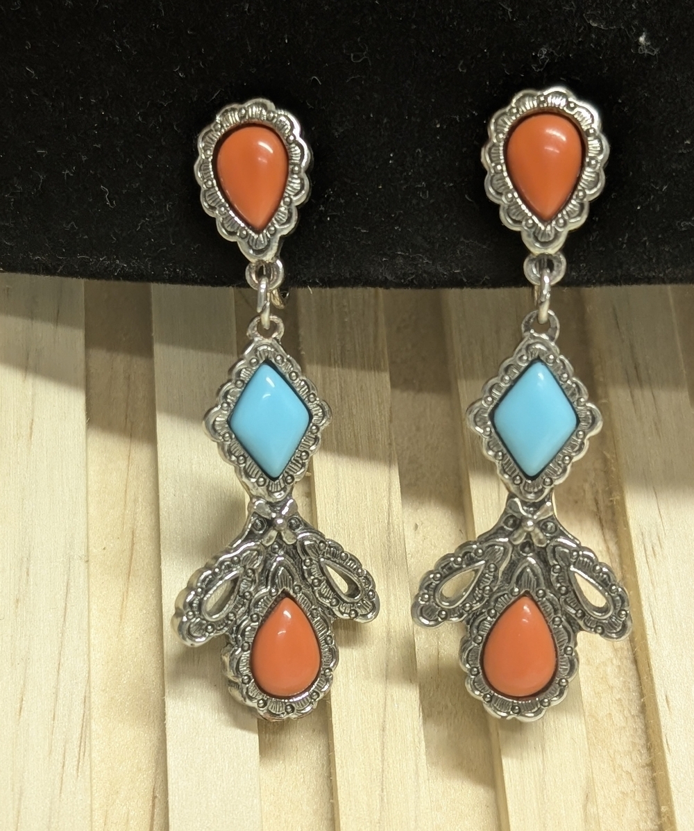 Avon Southwestern Clip On Dangle Earrings